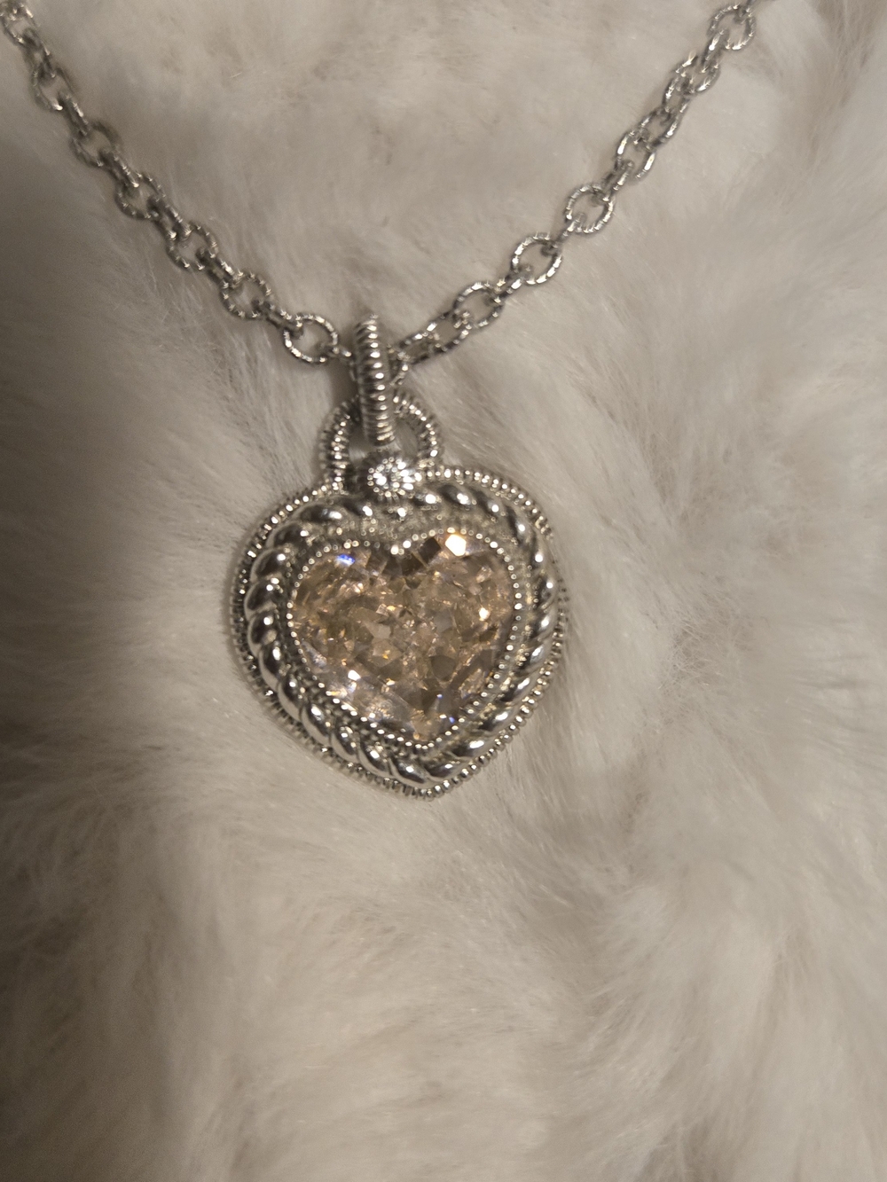Judith Ripka Silver Heart Pendant with Champagne Stone